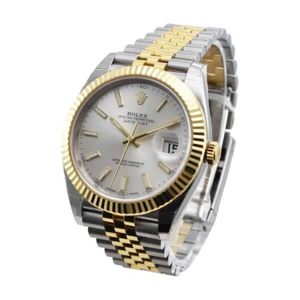 rolex datejust 126333 yellow gold steel silver dial jubilee replica