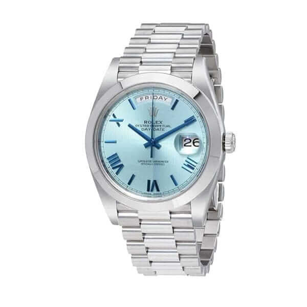 rolex day date 40 228206 n stainless steel blue diagonal dial oyster replica