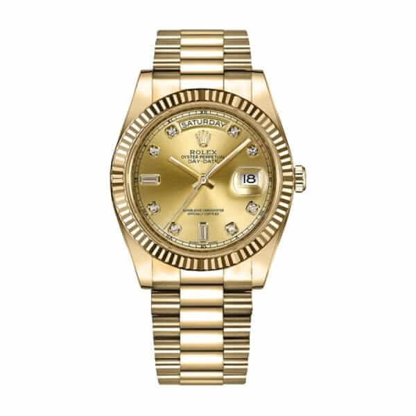 rolex day date ii 218238 41mm kw yellow gold champagne dial