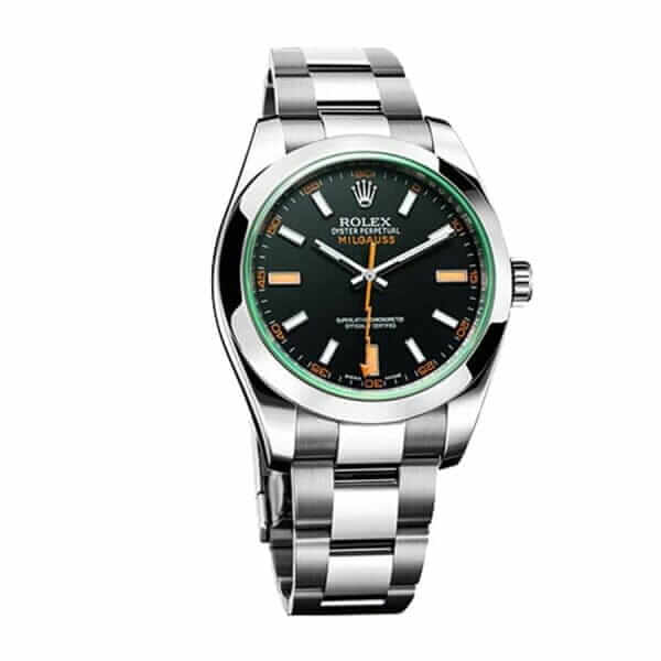 rolex milgauss black dial green crystal m116400gv 0001