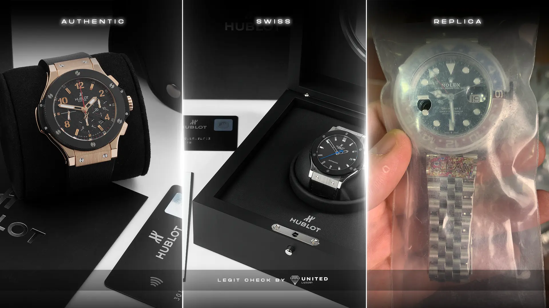 hublot replica vs original vs swiss product packaging